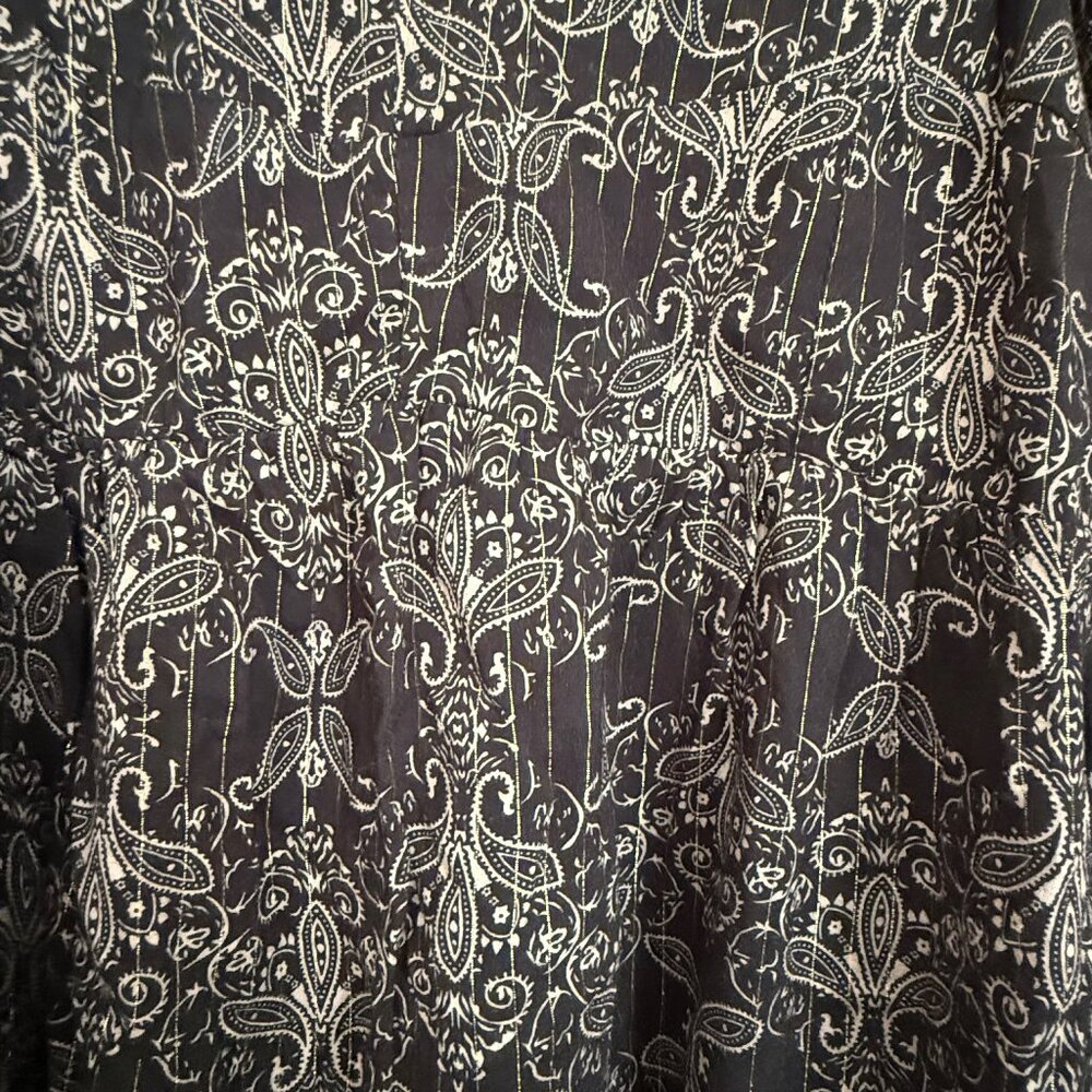 Bloomfield Paisley Smocked Peasant Top L Puff Sleeve Square Neck Boho Milkmaid - Picture 8 of 12